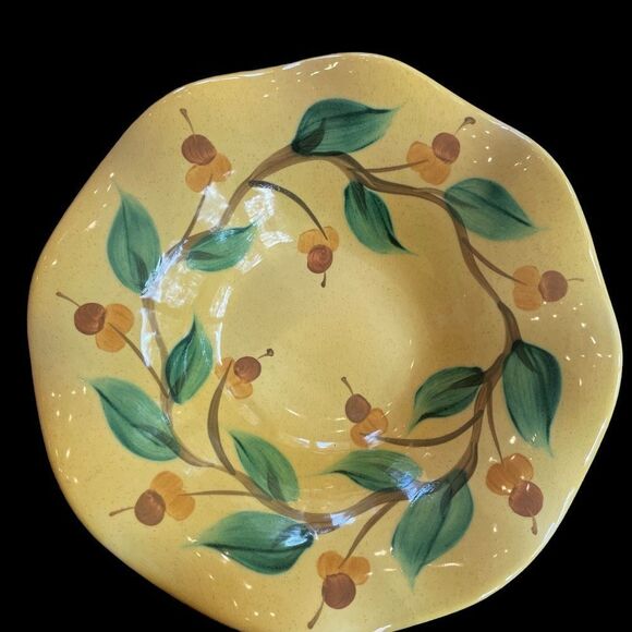 Vintage Gail Pittman Bowl in Beautiful Yellow With Leaves and Acorns - Picture 1 of 5